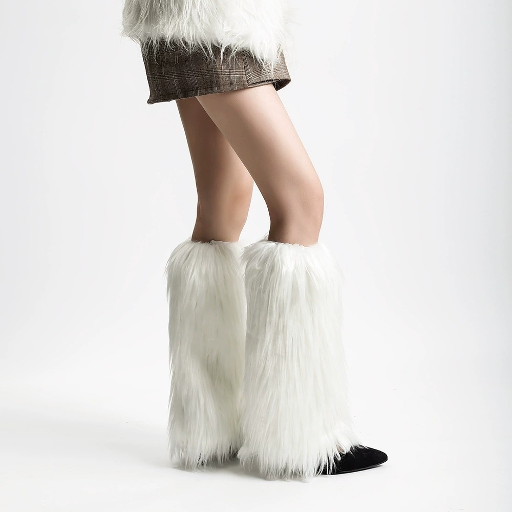Fluffy Faux Fur Leg Warmers Winter Plush Boot Covers Thick Fuzzy Leg Covers